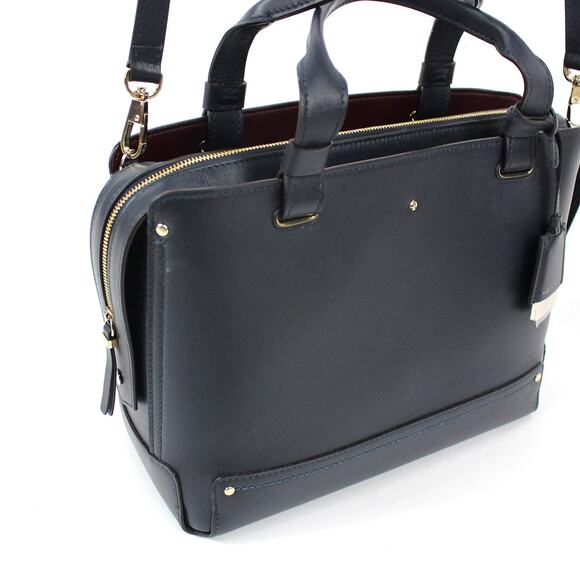 Kate Spade Madison Logan Street Handbag Large Eloisa Navy Leather Crossbody Bag - Picture 4 of 8